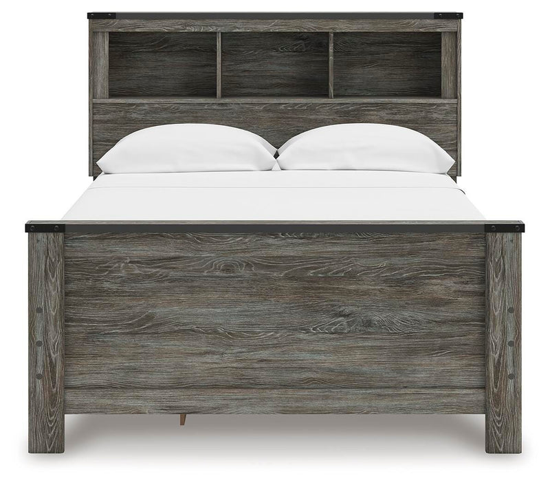 Frandern Gray Full Bookcase Panel Bed with Storage - B4480B9