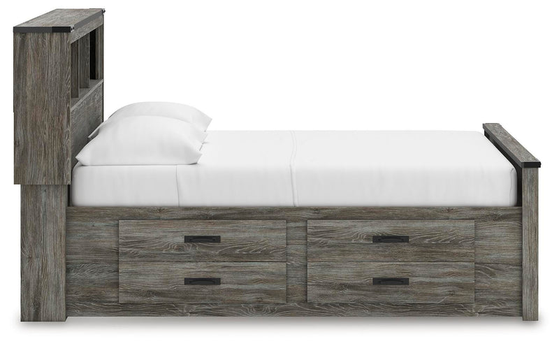 Frandern Gray Full Bookcase Panel Bed with Storage - B4480B9