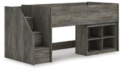 Frandern Gray Twin Loft  Bed with Bookcase Storage - B4480B14