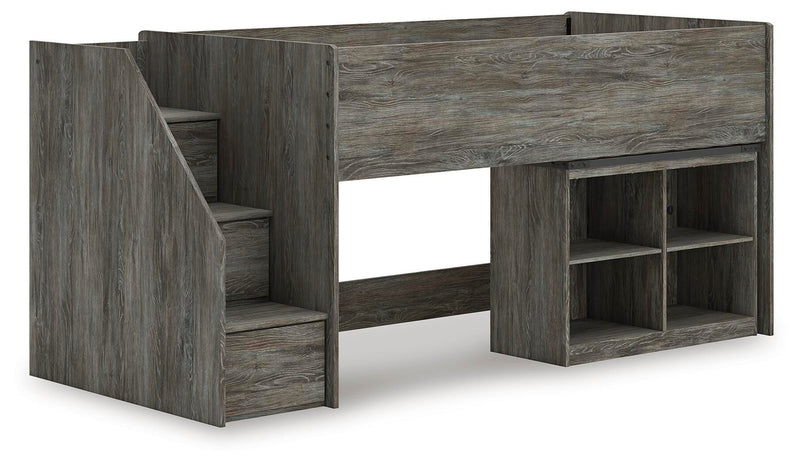 Frandern Gray Twin Loft  Bed with Bookcase Storage - B4480B14