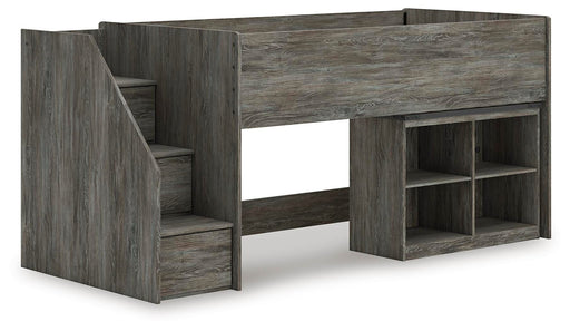 Frandern Gray Twin Loft  Bed with Bookcase Storage - B4480B14
