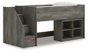 Frandern Gray Twin Loft  Bed with Bookcase Storage - B4480B14