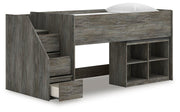 Frandern Gray Twin Loft  Bed with Bookcase Storage - B4480B14