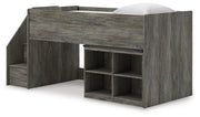 Frandern Gray Twin Loft  Bed with Bookcase Storage - B4480B14
