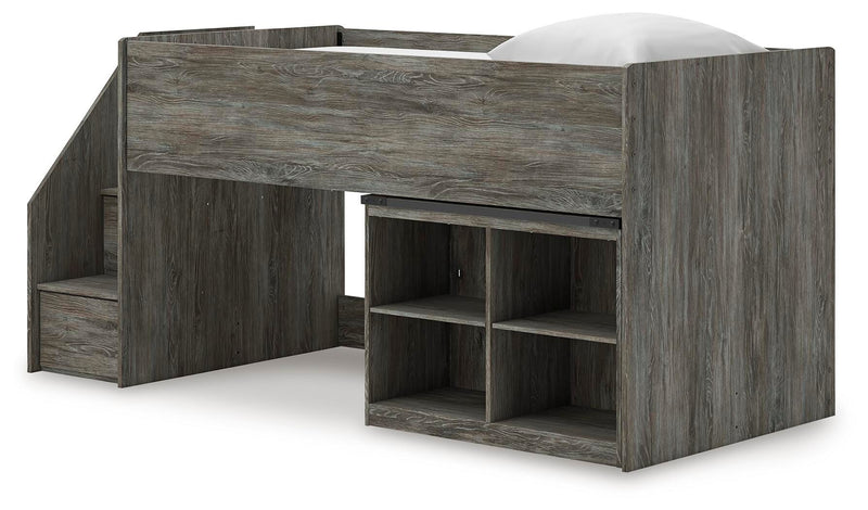 Frandern Gray Twin Loft  Bed with Bookcase Storage - B4480B14