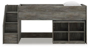 Frandern Gray Twin Loft  Bed with Bookcase Storage - B4480B14