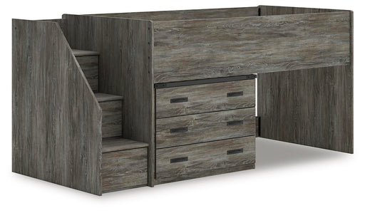Frandern Gray Twin Loft Bed with Drawer Storage - B4480B15