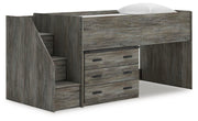 Frandern Gray Twin Loft Bed with Drawer Storage - B4480B15