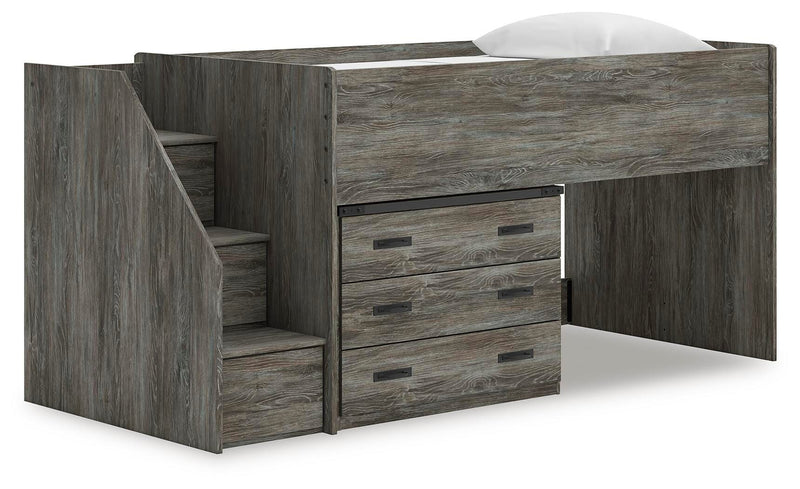 Frandern Gray Twin Loft Bed with Drawer Storage - B4480B15