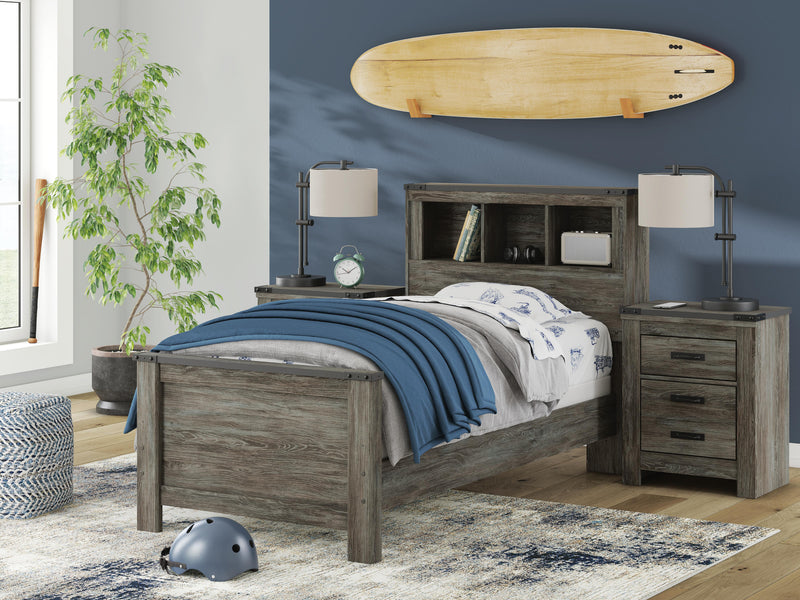 Frandern Twin Bookcase Bed, Dresser and Mirror - B4480B5