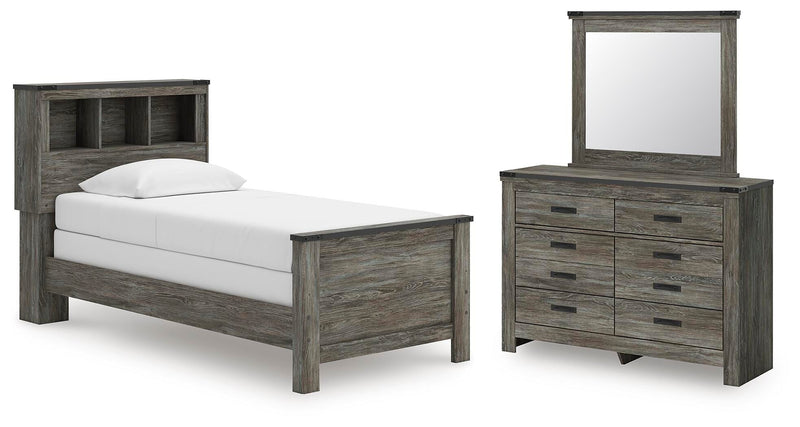 Frandern Twin Bookcase Bed, Dresser and Mirror - B4480B5