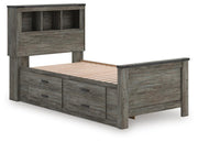 Frandern Twin Bookcase Bed with Storage, Dresser and Mirror - B4480B10