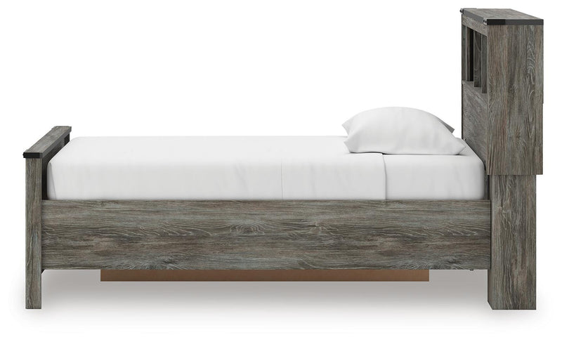 Frandern Twin Bookcase Bed with Storage, Dresser and Mirror - B4480B10