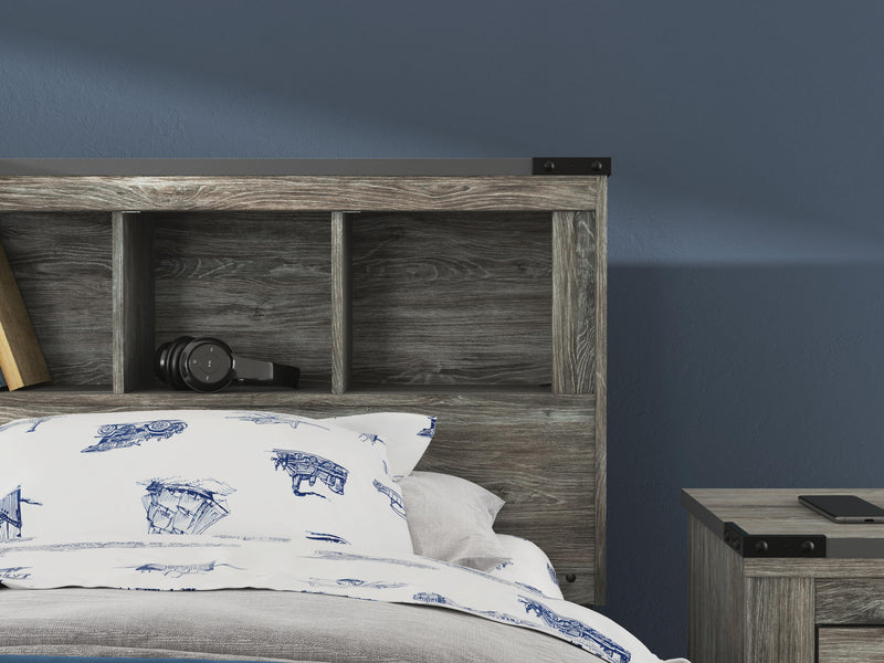 Frandern Twin Bookcase Bed with Storage, Dresser and Mirror - B4480B10