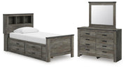 Frandern Twin Bookcase Bed with Storage, Dresser and Mirror - B4480B10