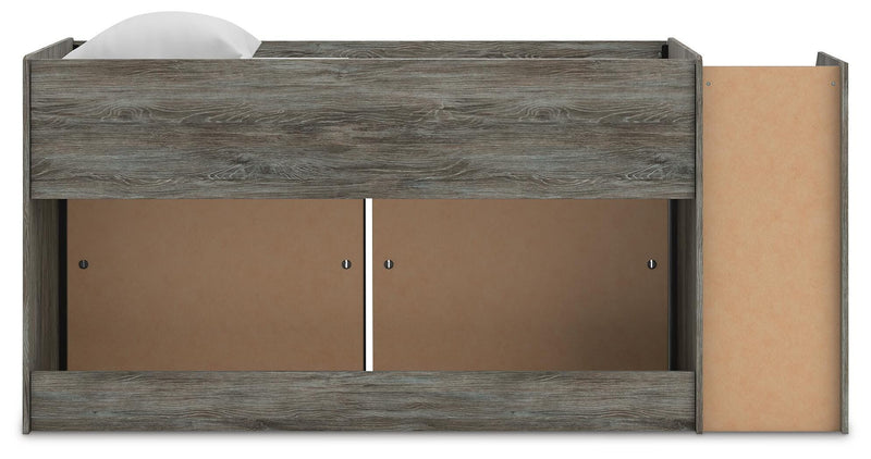 Frandern Warm Gray Twin Loft Bed with Bookcase Storage - B4480B25
