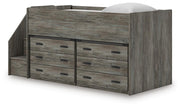 Frandern Warm Gray Twin Loft Bed with Drawer Storage - B4480B26