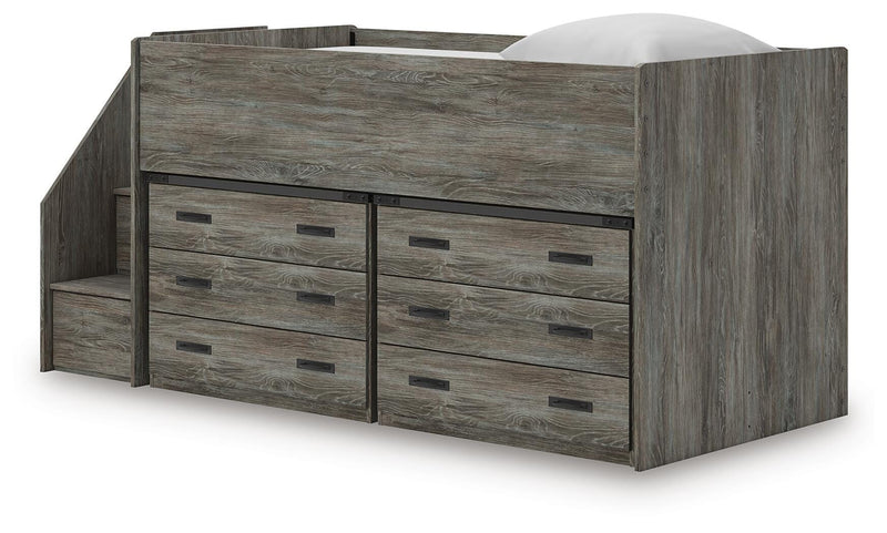 Frandern Warm Gray Twin Loft Bed with Drawer Storage - B4480B26