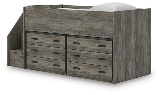Frandern Warm Gray Twin Loft Bed with Drawer Storage - B4480B26