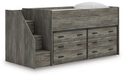 Frandern Warm Gray Twin Loft Bed with Drawer Storage - B4480B26