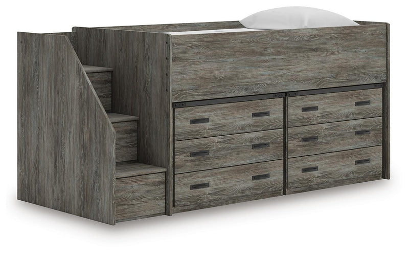 Frandern Warm Gray Twin Loft Bed with Drawer Storage - B4480B26