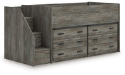 Frandern Warm Gray Twin Loft Bed with Drawer Storage - B4480B26