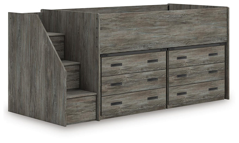 Frandern Warm Gray Twin Loft Bed with Drawer Storage - B4480B26