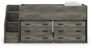 Frandern Warm Gray Twin Loft Bed with Drawer Storage - B4480B26