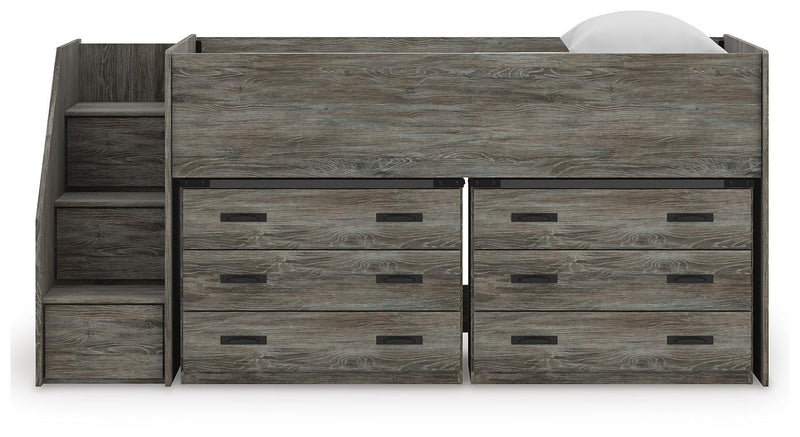 Frandern Warm Gray Twin Loft Bed with Drawer Storage - B4480B26