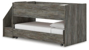 Frandern Warm Gray Twin Over Twin Loft Bed and Mattresses - B4480B27