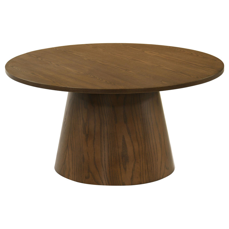 Franklin 2-piece Round Pedestal Coffee Table Set Dark Brown - 706438-S2