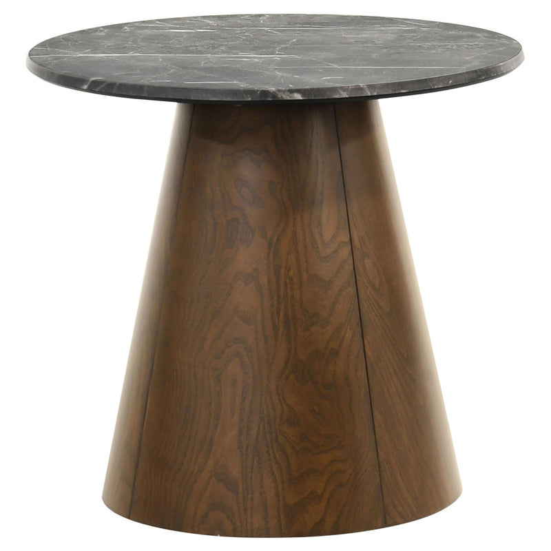 Franklin 2-piece Round Pedestal Coffee Table Set Grey and Dark Brown - 722978-S2