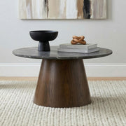 Franklin 36-inch Round Pedestal Coffee Table Grey and Dark Brown - 722978