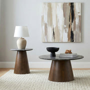 Franklin 36-inch Round Pedestal Coffee Table Grey and Dark Brown - 722978