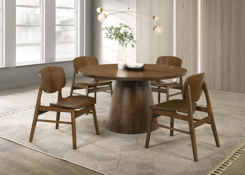 Franklin 54-inch Round Wood Pedestal Base Dining Table Dark Brown - 193830
