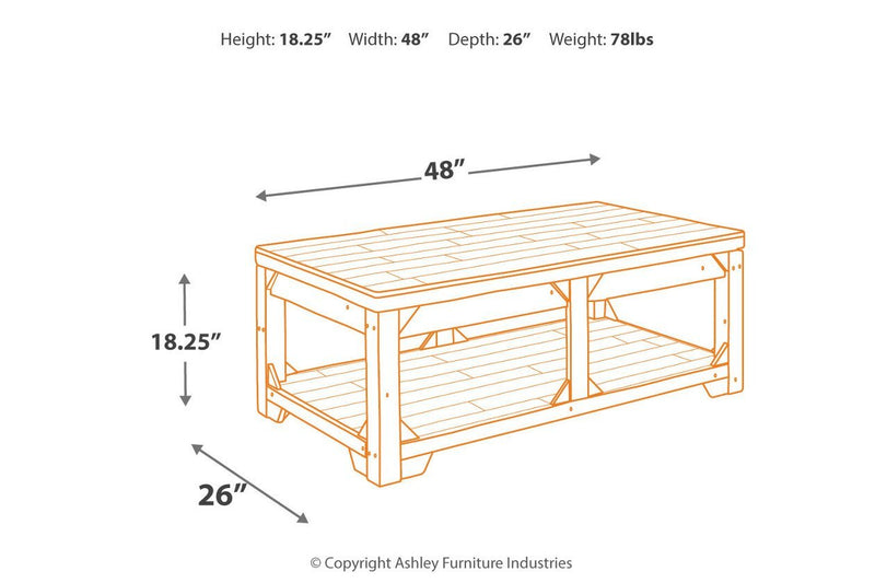Fregine Whitewash Coffee Table with Lift Top - Gate FurnitureCoffee Table