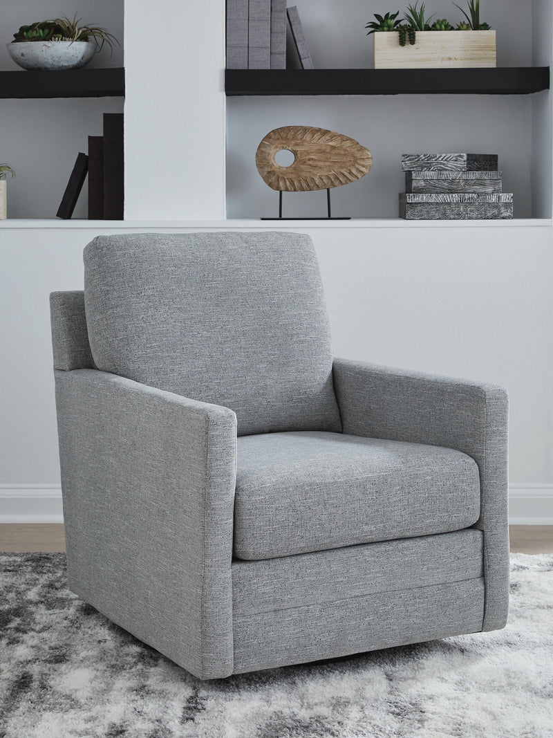 Freybourne Next-Gen Nuvella Pewter Swivel Accent Chair - A3000737