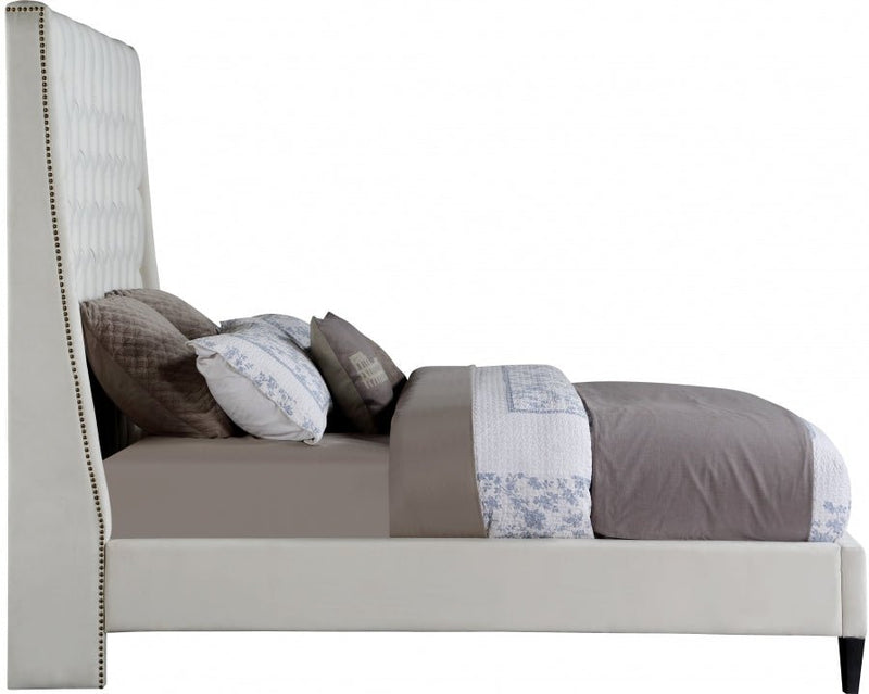 Fritz Velvet Full Bed Cream - FritzCream-F