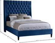 Fritz Velvet King Bed Blue - Gate FurnitureKing Bed