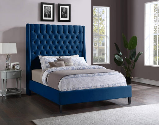 Fritz Velvet King Bed Blue - Gate FurnitureKing Bed