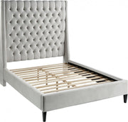 Fritz Velvet King Bed Cream - Gate FurnitureKing Bed
