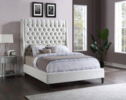 Fritz Velvet King Bed Cream - Gate FurnitureKing Bed