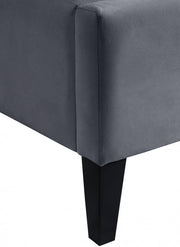 Fritz Velvet King Bed Grey - Gate FurnitureKing Bed