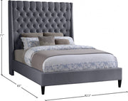 Fritz Velvet King Bed Grey - Gate FurnitureKing Bed