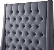 Fritz Velvet King Bed Grey - Gate FurnitureKing Bed