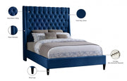 Fritz Velvet Queen Bed Blue - Gate FurnitureQueen Bed