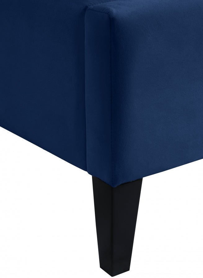 Fritz Velvet Queen Bed Blue - Gate FurnitureQueen Bed
