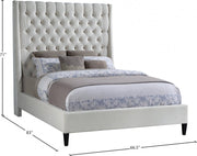 Fritz Velvet Queen Bed Cream - Gate FurnitureQueen Bed