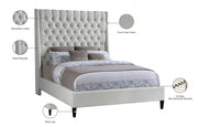 Fritz Velvet Queen Bed Cream - Gate FurnitureQueen Bed