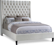 Fritz Velvet Queen Bed Cream - Gate FurnitureQueen Bed